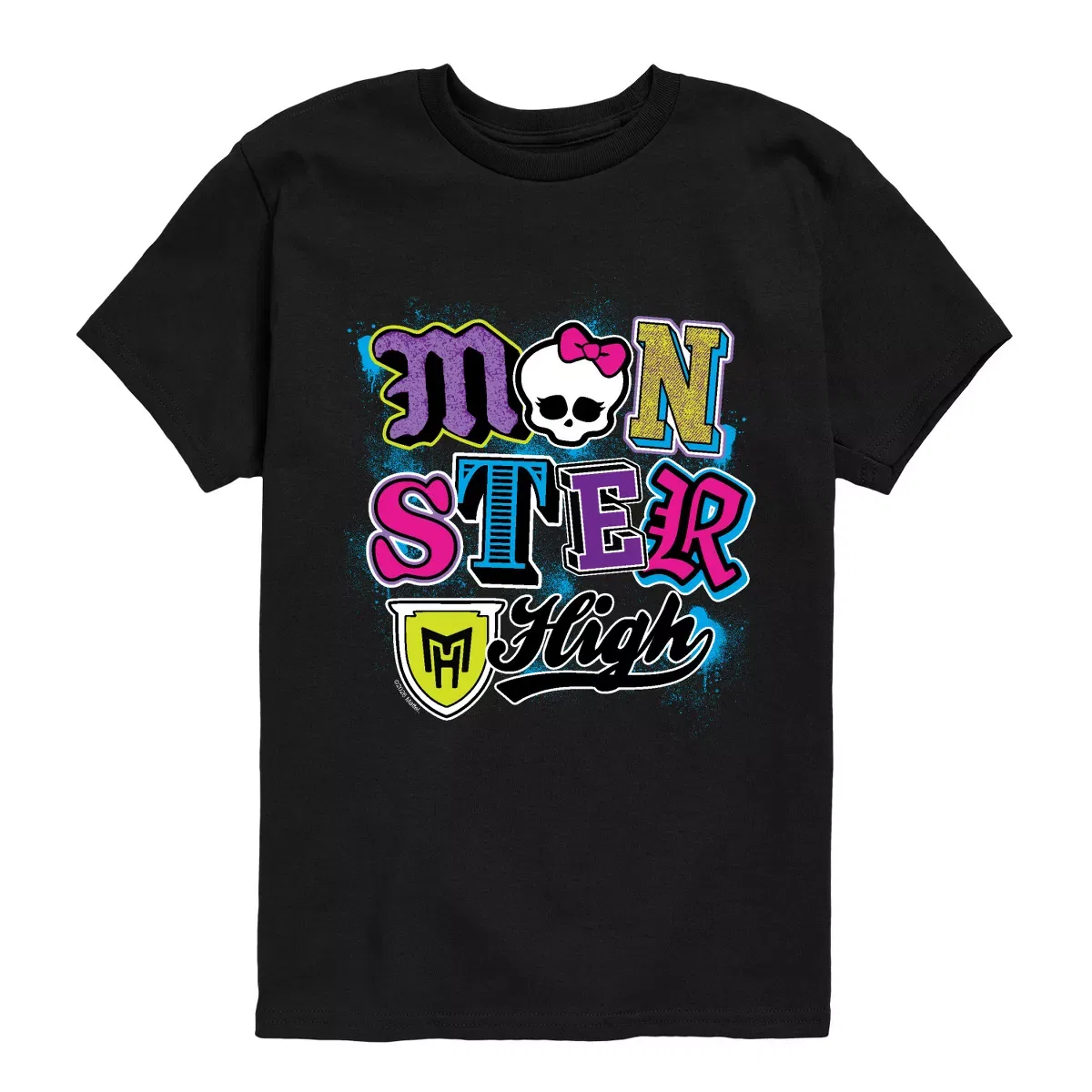 Детская футболка с коротким рукавом с принтом Monster High Letters, Monster High, Black