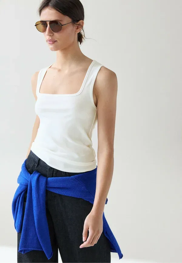 Топ хлопковый Massimo Dutti, white, белый