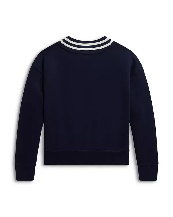 Детский свитшот для девочек с длинным рукавом Polo Ralph Lauren, темно-синий — фото 2