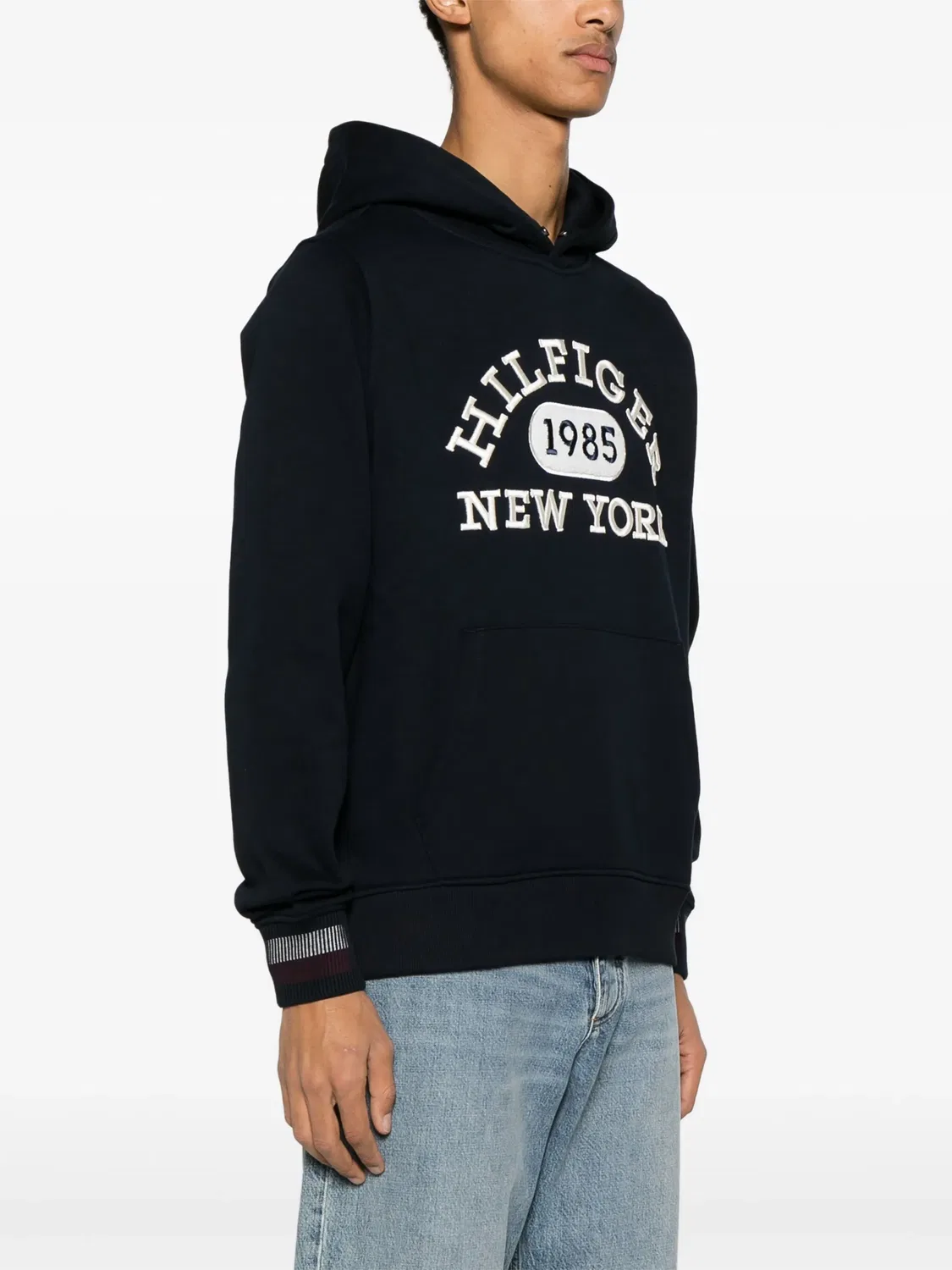 Худи с вышитым логотипом из хлопка Tommy Hilfiger, темно-синий — фото 4