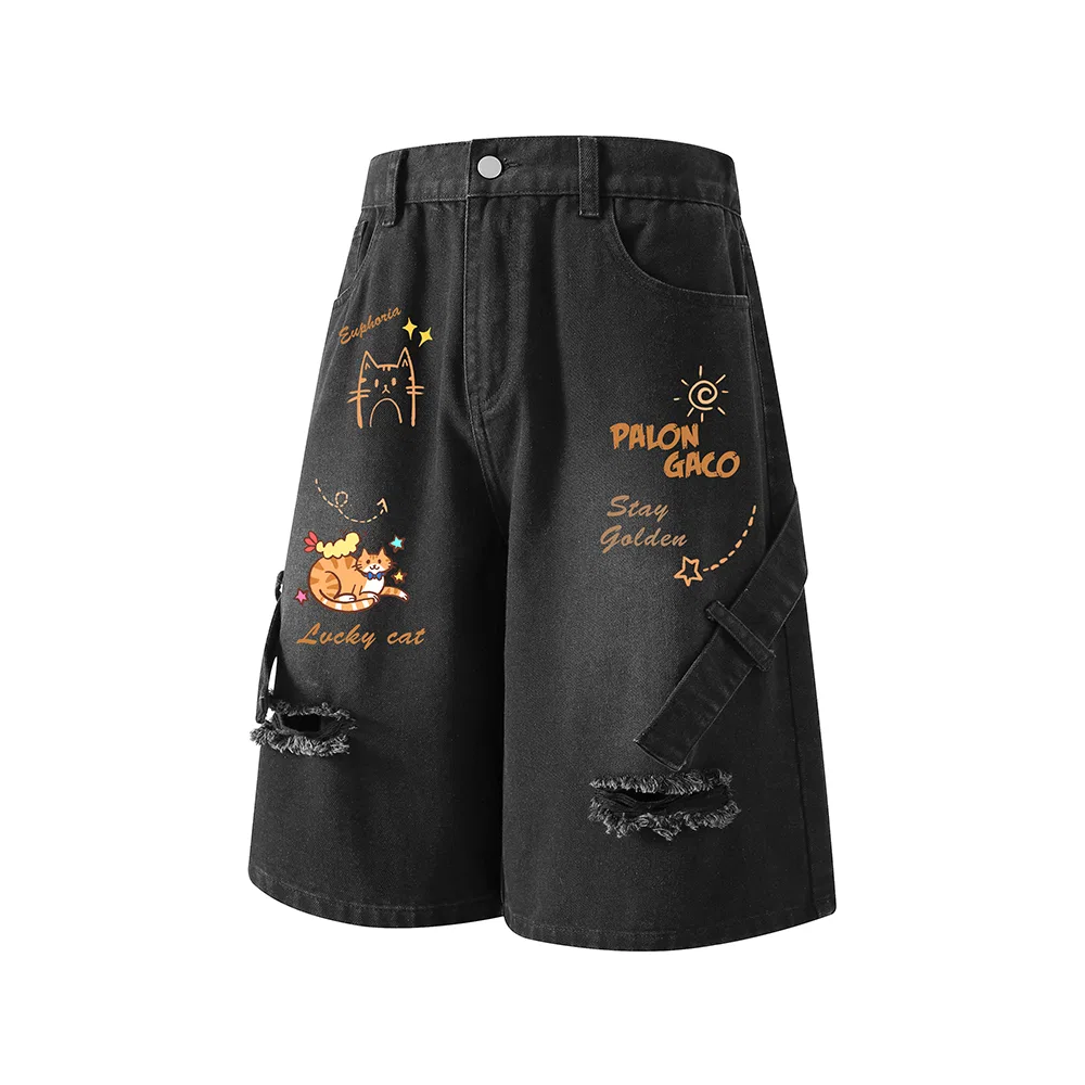 Детские джинсовые шорты прямого кроя Unisex Moderate Straight Fit, PAL ONGACO, Black Gray