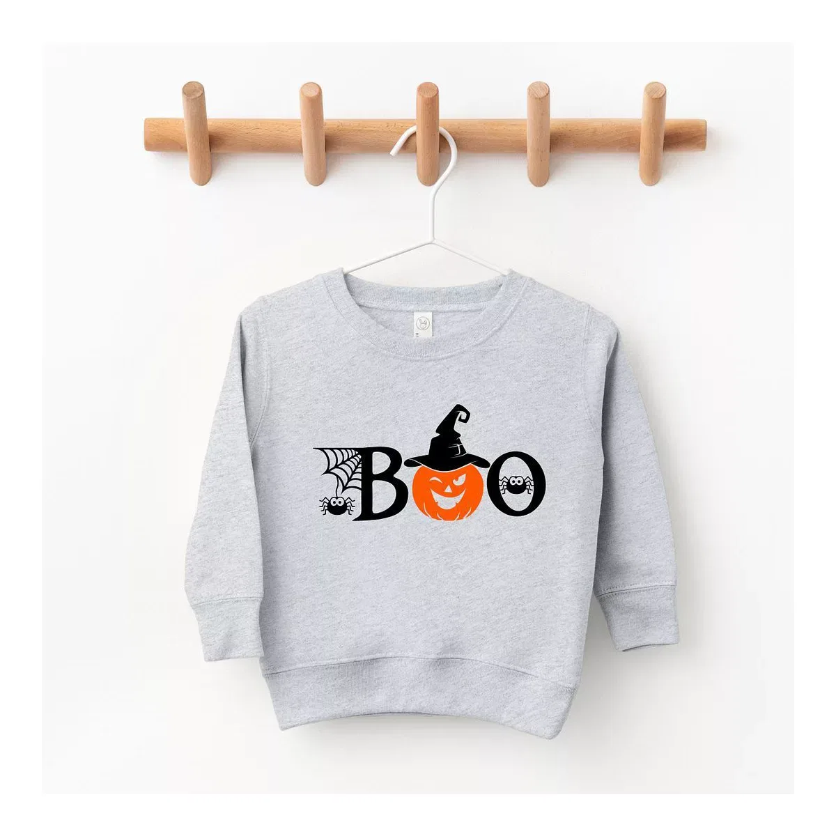 Детский свитшот с принтом Boo Pumpkin The Juniper Shop, Heather Grey — фото 2