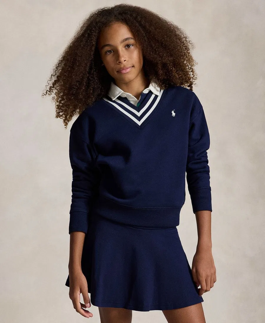 Свитшот с v-образным вырезом, полосатая отделка Polo Ralph Lauren, Refined Navy