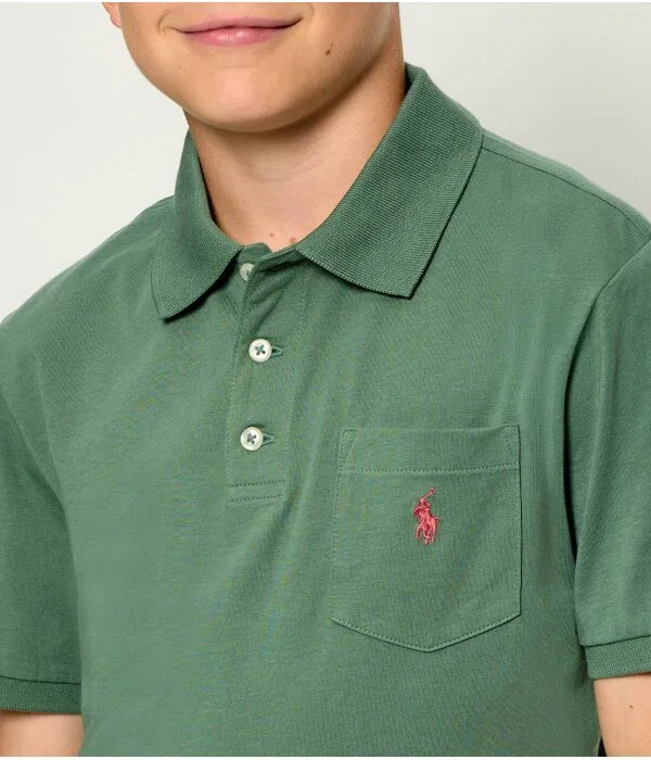 Детская футболка поло для мальчиков хлопковое Polo Polo Ralph Lauren, зеленый — фото 4