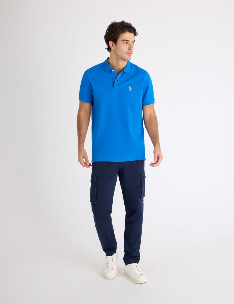Футболка поло U.S. Polo Assn. Solid Pique Small Logo, насыщенный синий — фото 4