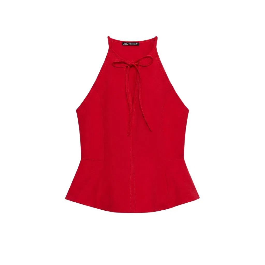 Женский топ без рукавов с принтом Halter ZARA, Red