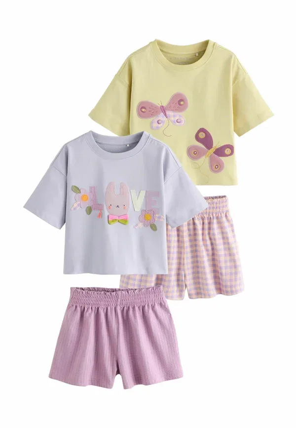 Пижамный комплект из хлопка, Regular fit - pastel applique short pyjamas 2 pack set, Next, pink, lilac, розовый/сиреневый — фото 2