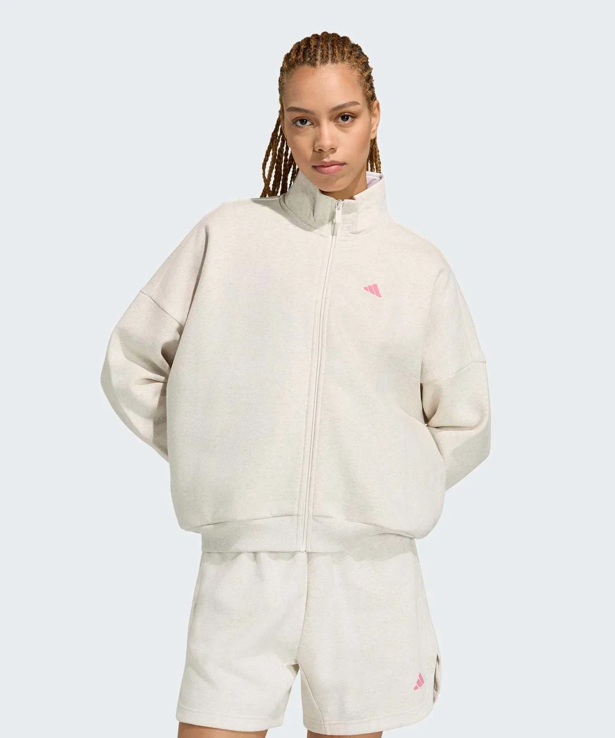 Женский лонгслив с принтом Three Stripes Studio Track Top Adidas, Белый