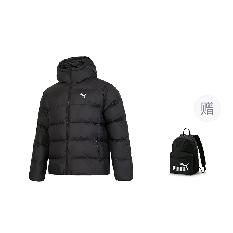 

Пуховик мужской с капюшоном, умеренное наполнение PUMA, черный (comes with puma bag 1 pc)