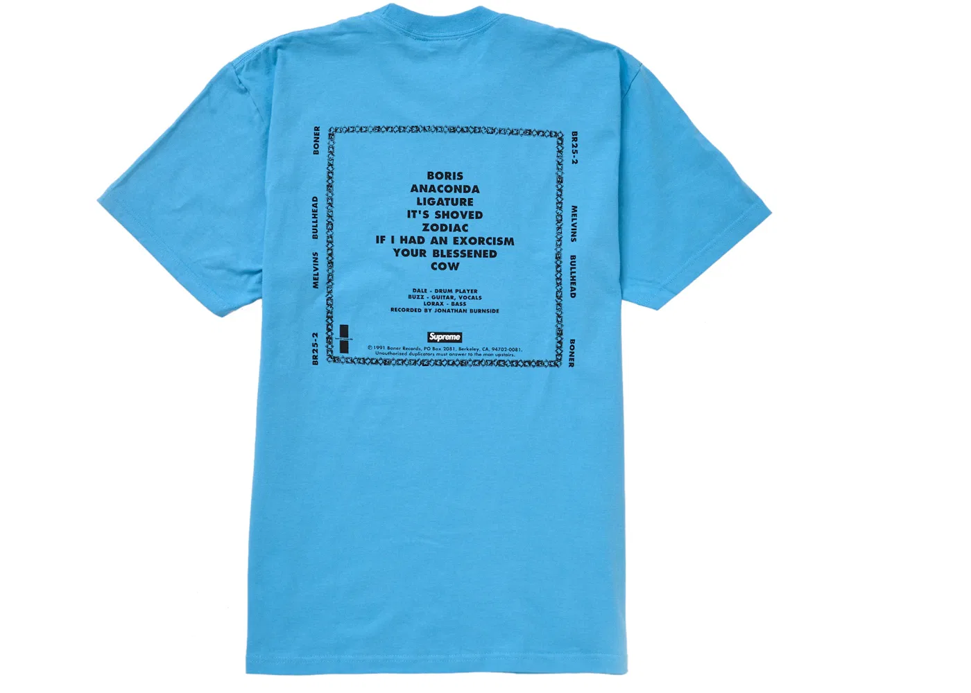 Мужская футболка с принтом Supreme Melvins Bullhead Tee, Bright Blue — фото 2
