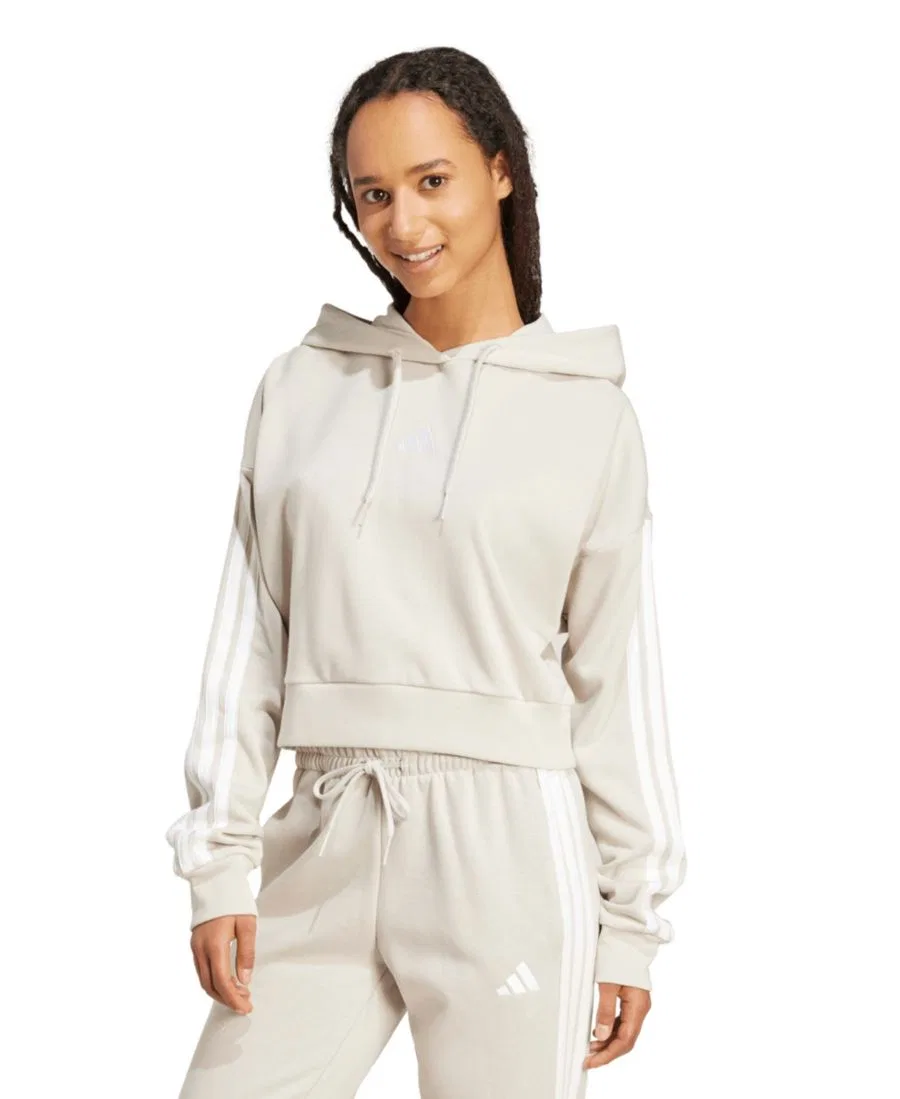 Худи из французского футера с принтом Essentials 3-Stripes adidas, Wonder Alumina/White