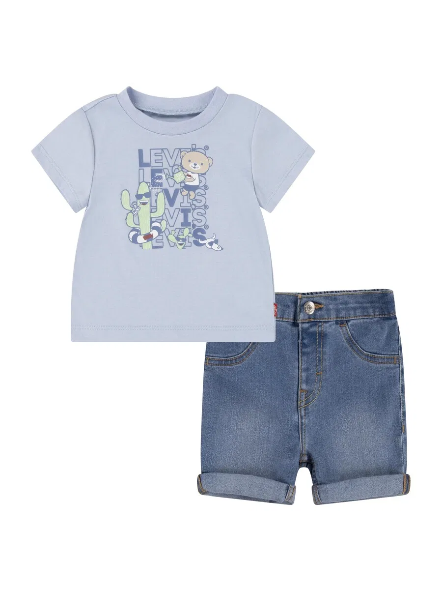 Детский комплект из синей джинсовой ткани, светло-голубой Levi'S Kids