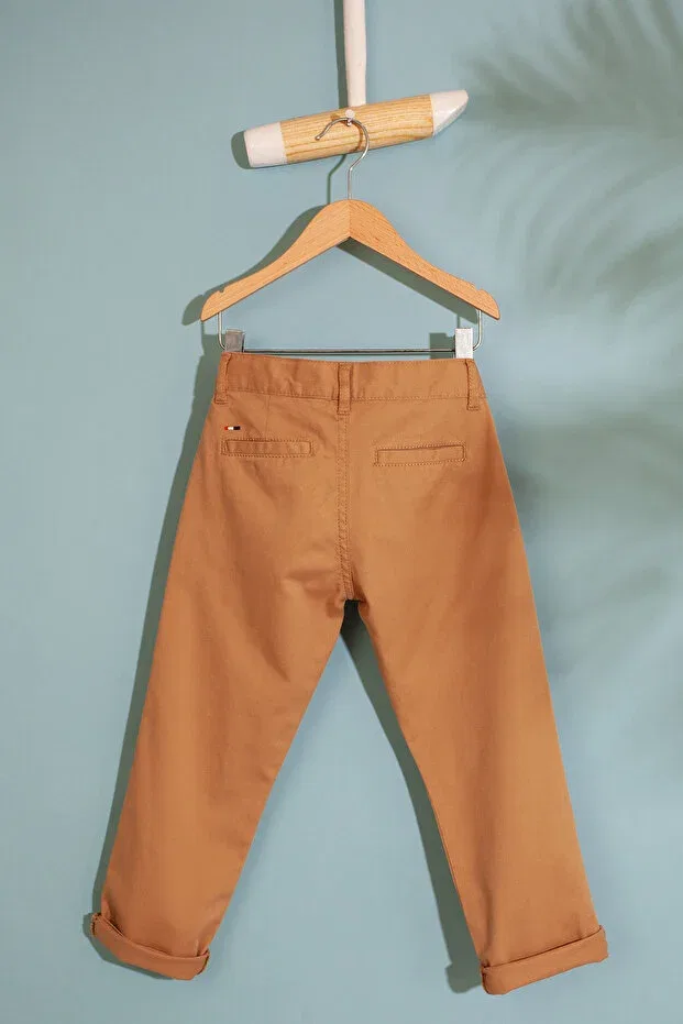 Детские брюки для мальчиков прямые хлопковые U.S. Polo Assn., Camel — фото 2