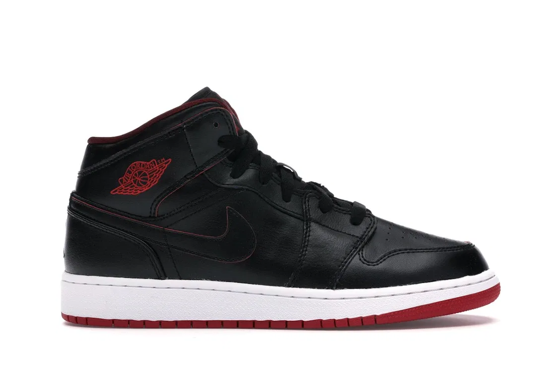 Детские кроссовки Lifestyle с высоким берцем Jordan 1 Mid Jordan, Black/White-Gym Red-Black