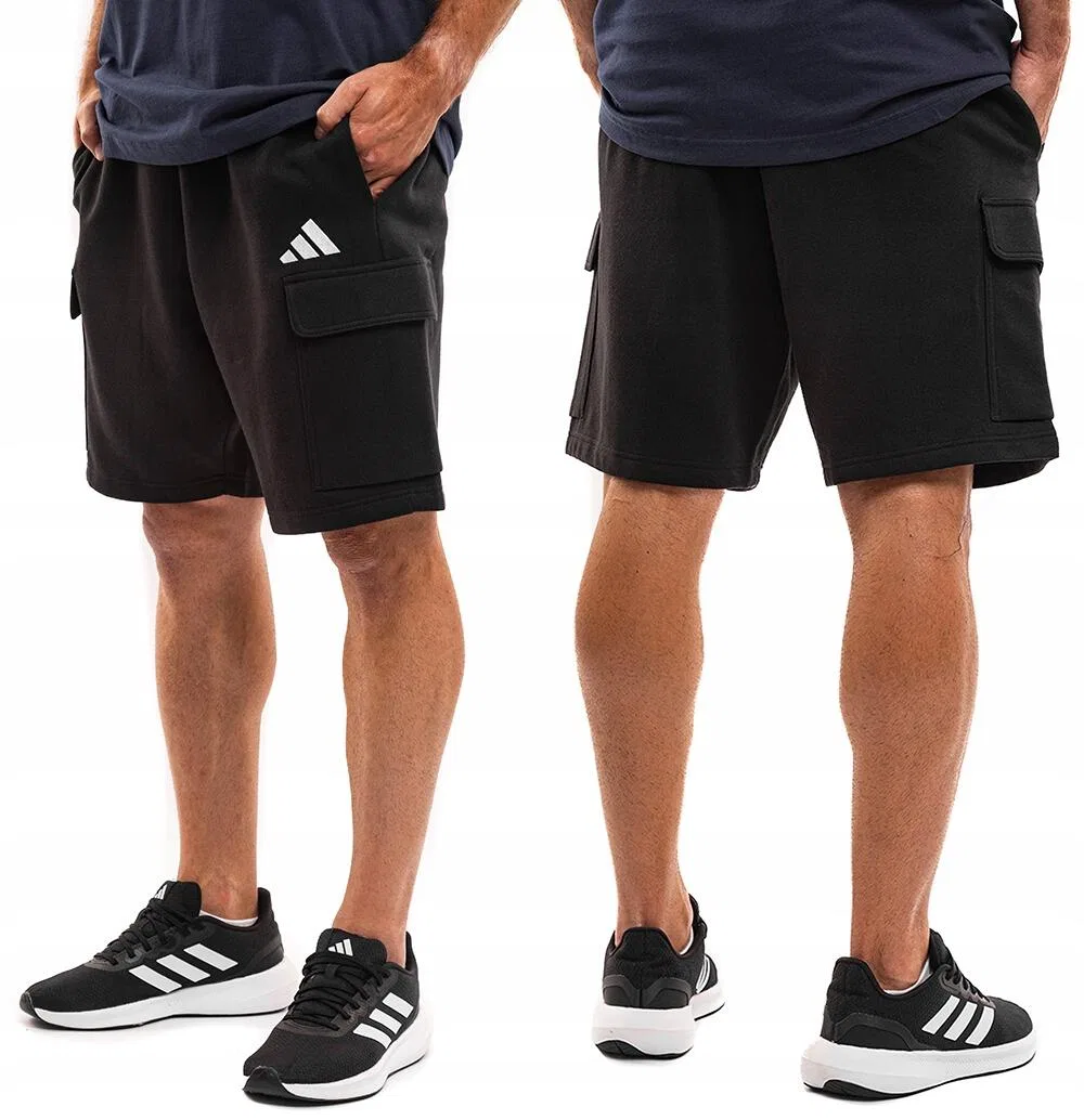 Мужские шорты из флиса с карго-карманами Essentials Feelcozy Fleece Cargo Adidas, Schwarz