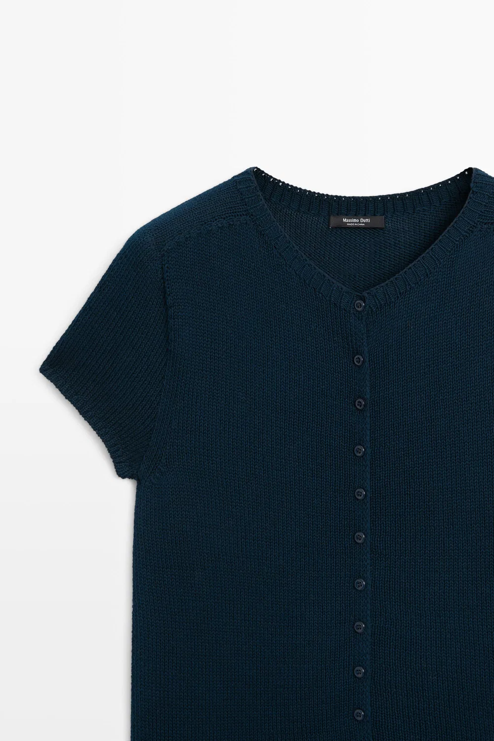Кардиган Massimo Dutti Cotton Silk Blend Knit, темно-синий — фото 4