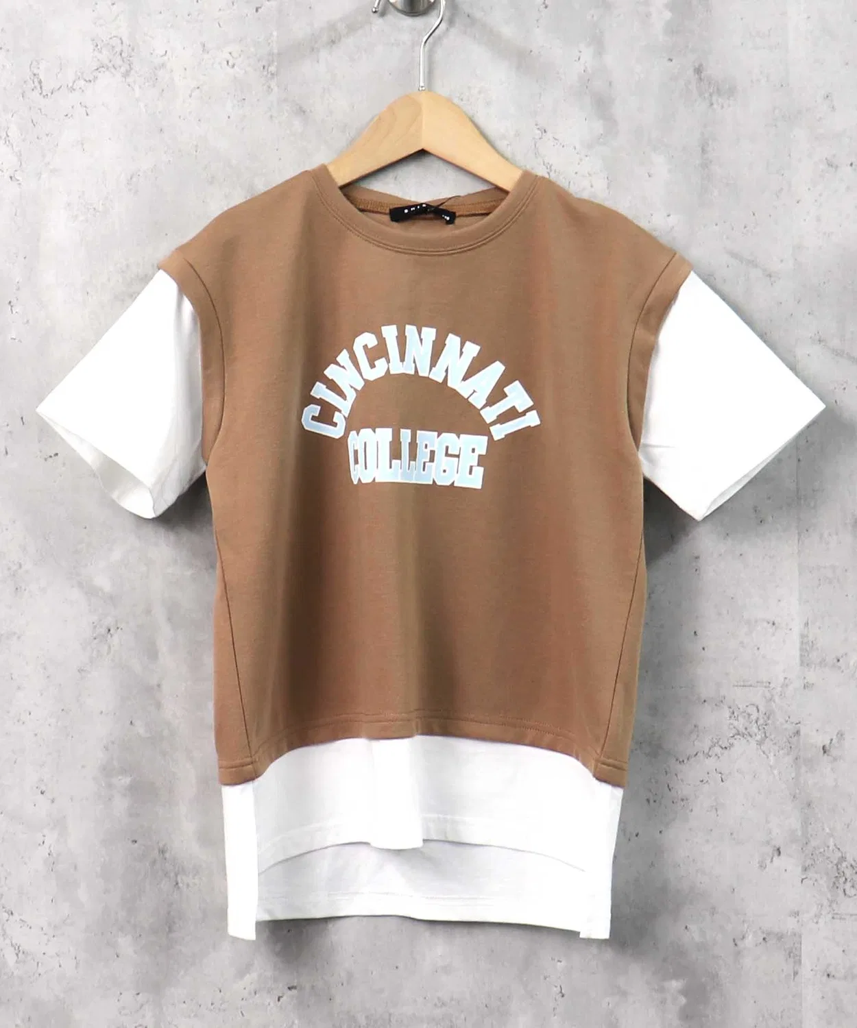 Детская туника-жилет с имитацией многослойности, без рукавов, Big Silhouette THE CASUAL, Moka