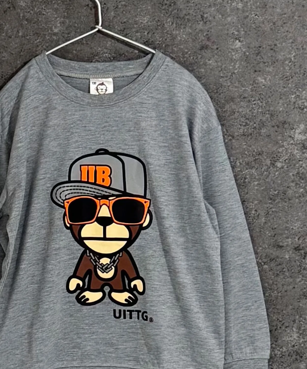 Детский свитшот оверсайз с принтом UITTG SHISKY, Heather Gray