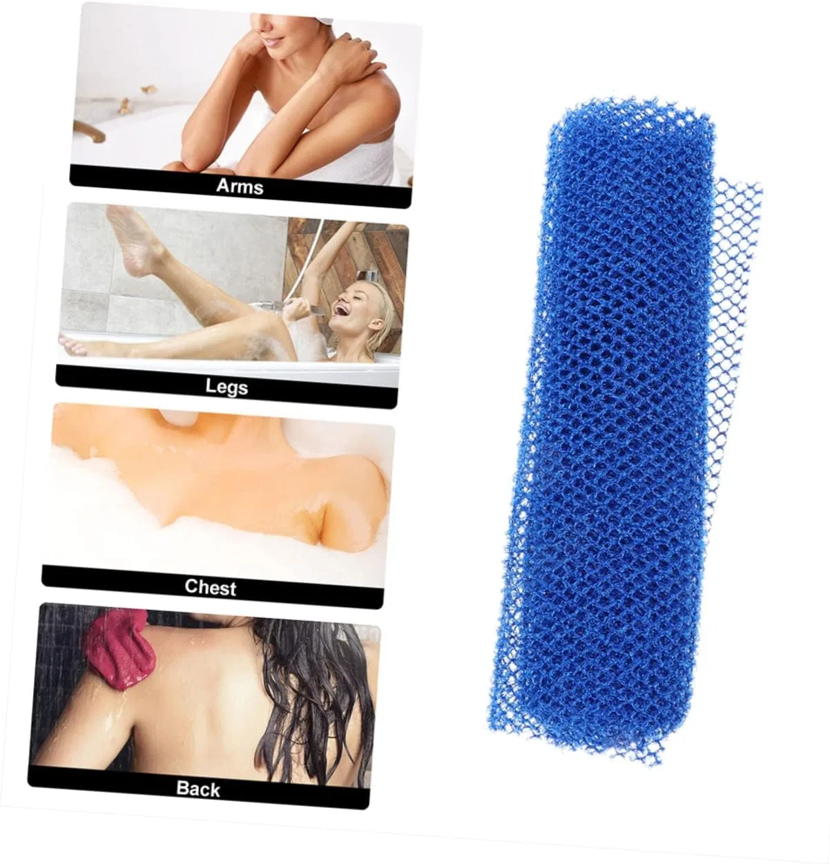 Мочалка эксфолиирующая, MAGICLULU, набор 10 шт, 80x30 см, Blue — фото 3