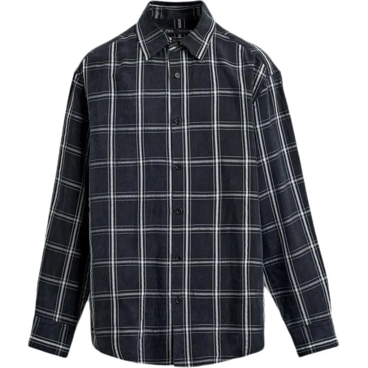 Мужская рубашка с отложным воротником Sea Blue ZARA, Sea Blue