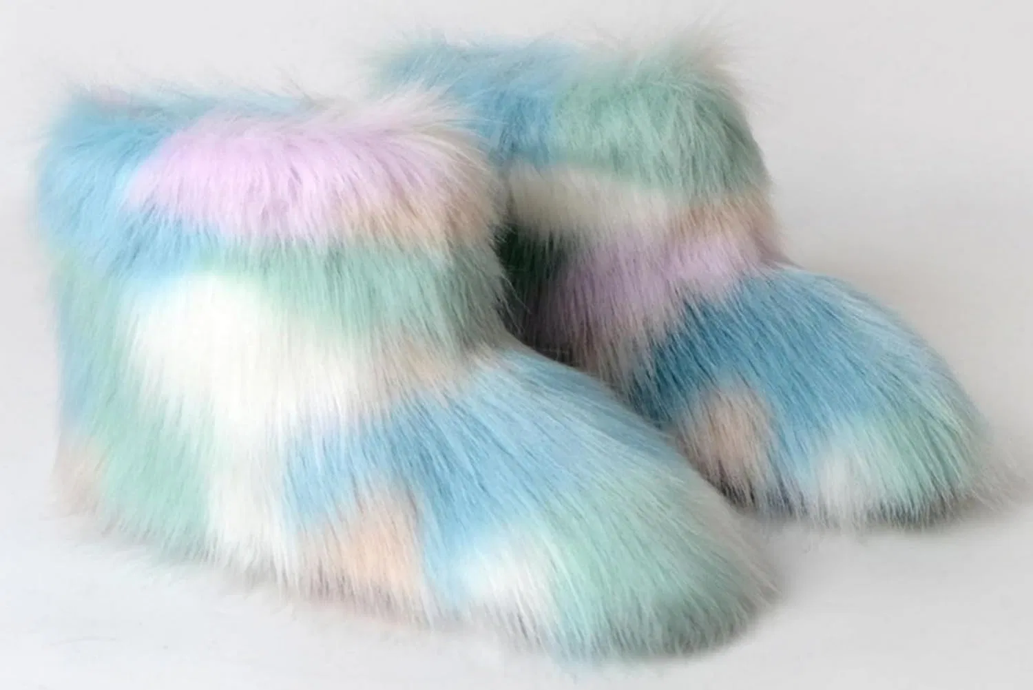 Детские зимние сапоги для девочек с искусственным мехом Urmycos, Lightblue Green Purple — фото 3