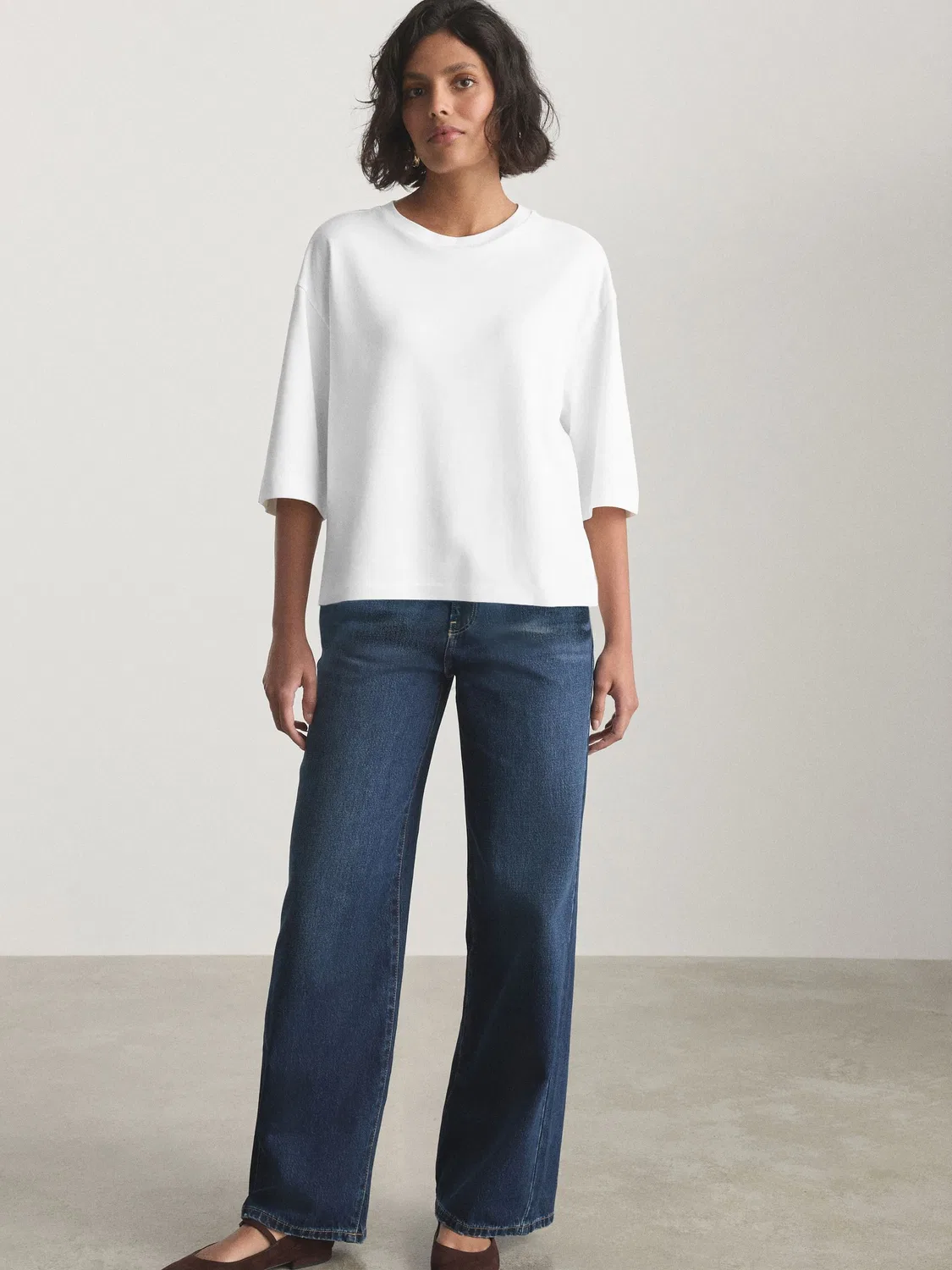 Next Белая футболка с круглым вырезом и объемными рукавами до локтя — фото 2