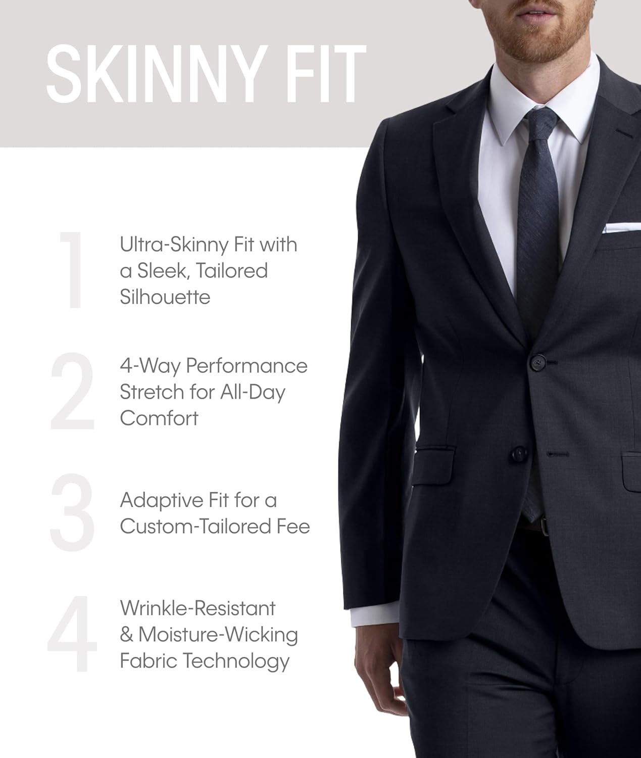 Мужской костюм Calvin Klein Premium Skinny Fit, отдельные детали | Эластичная ткань, Navy — фото 3