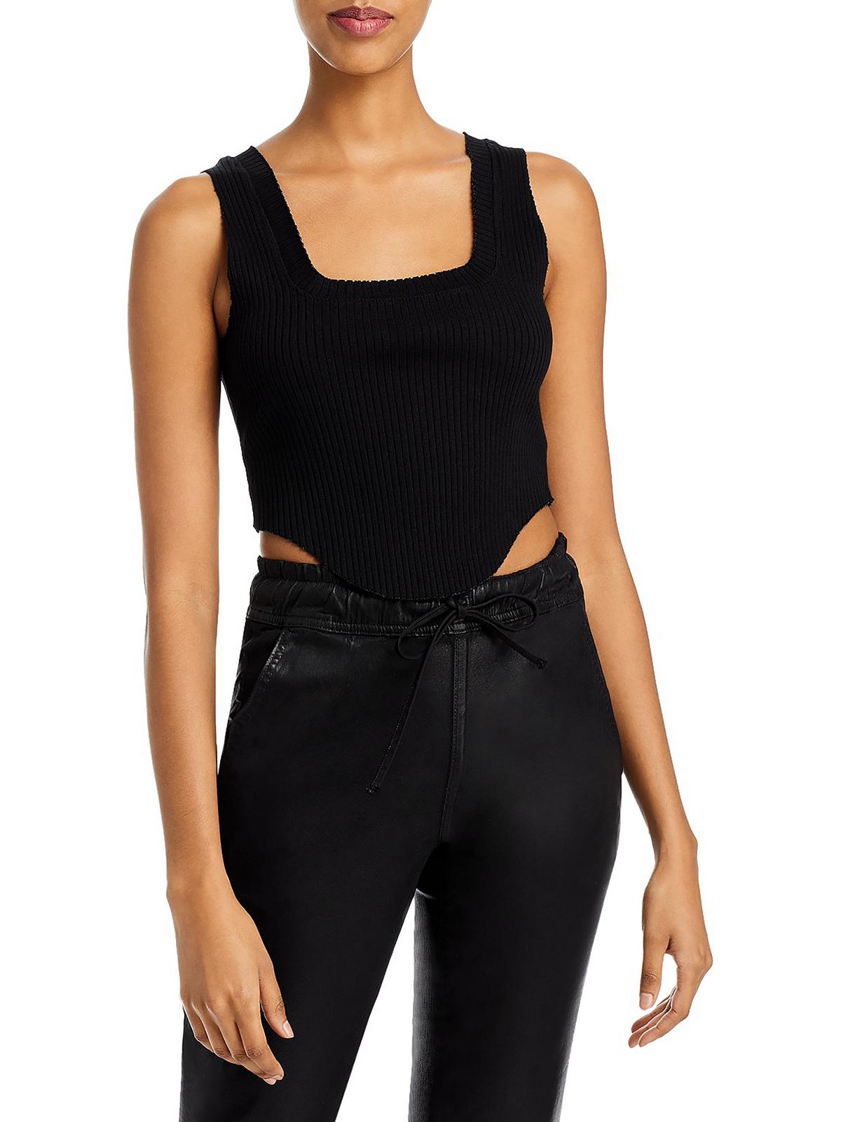 

Женская майка с квадратным вырезом в рубчик Cotton Citizen, угольно-черный