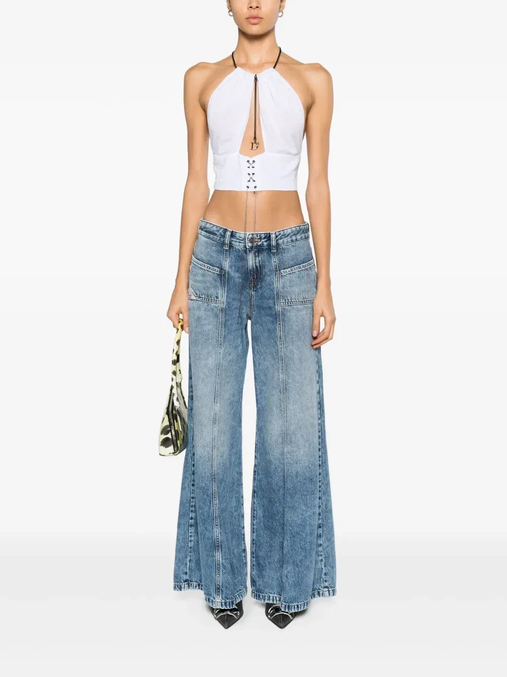 Укороченный топ Night Out со стразами Dsquared2, белый — фото 2
