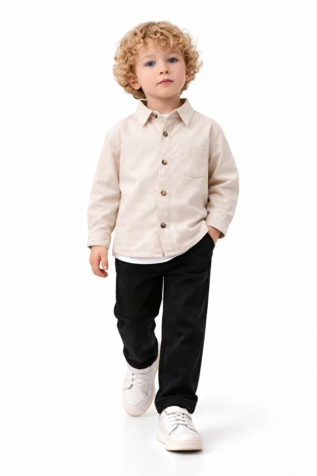 Детская рубашка для мальчиков хлопковая Basics Overdo, Beige