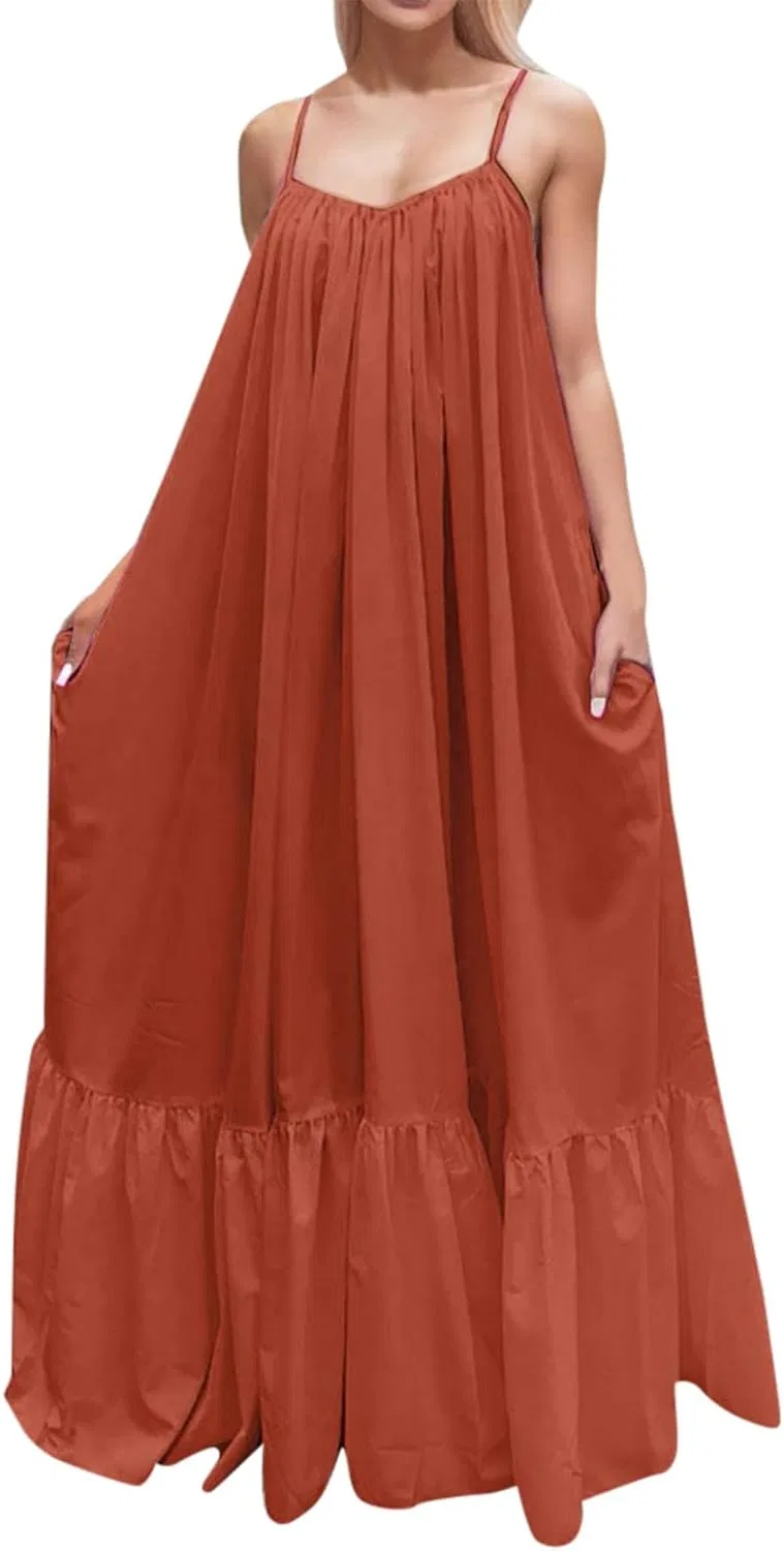 Женское пляжное платье макси Flowy, Brown