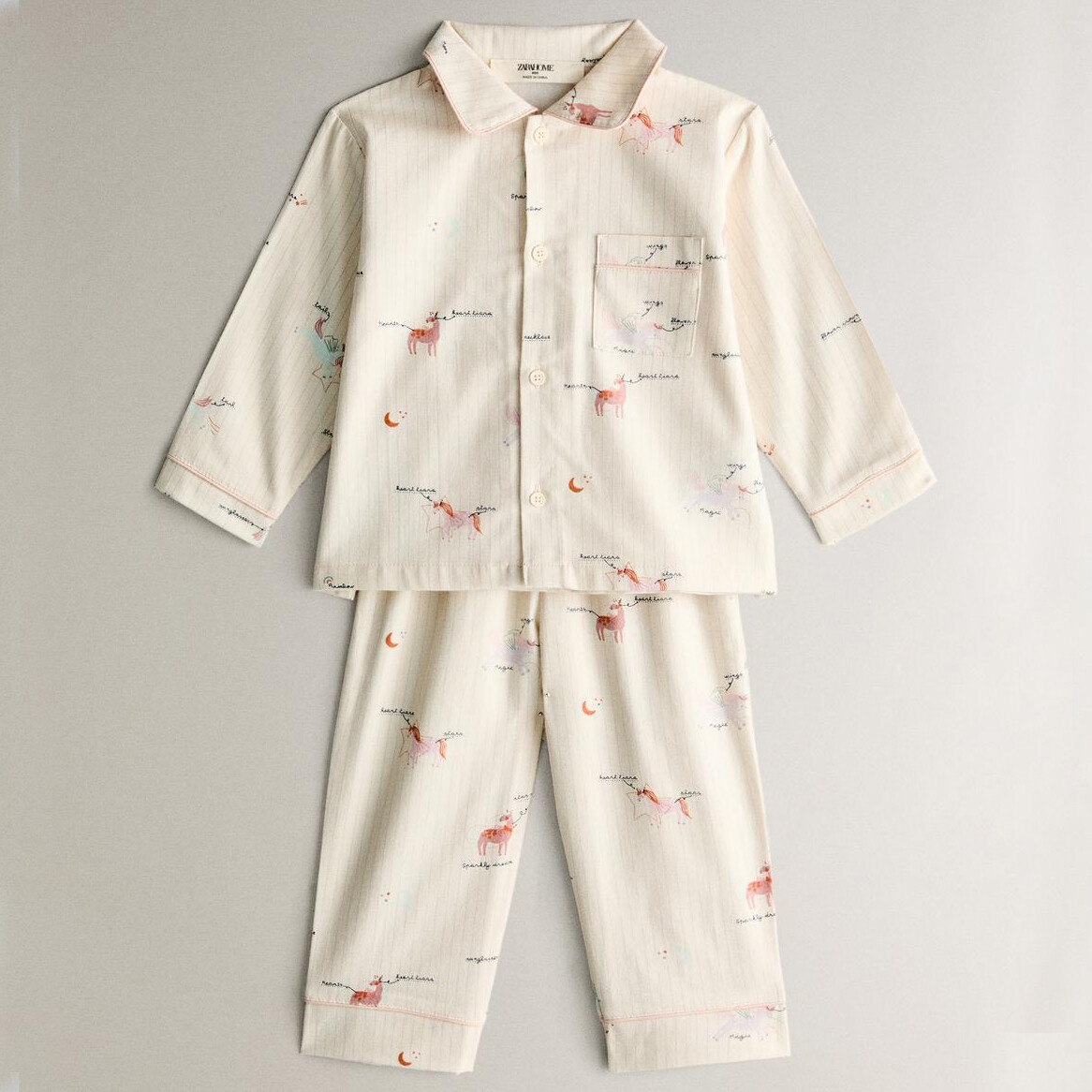 

Детская пижама Zara Home Unicorn, 2 предмета, кремовый