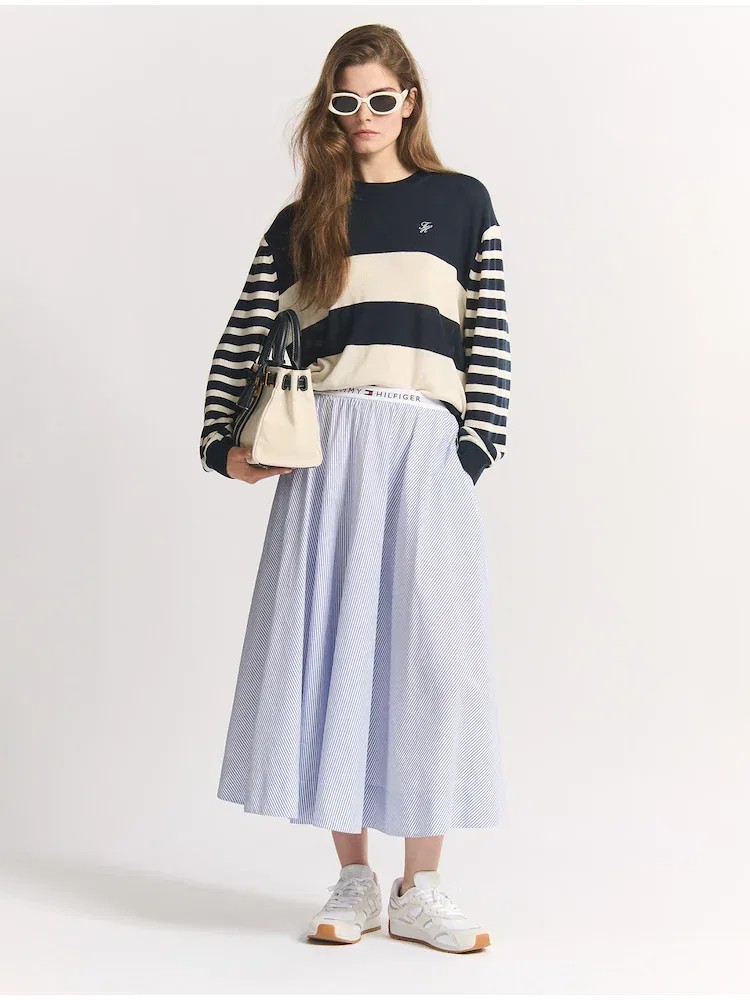 Свитер с круглым вырезом, полосатый TOMMY HILFIGER, Blue
