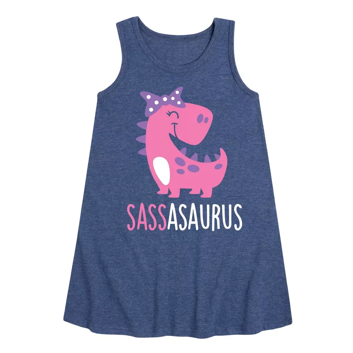 Детское платье-трапеция без рукавов Sassasaurus Instant Message, Heather Navy