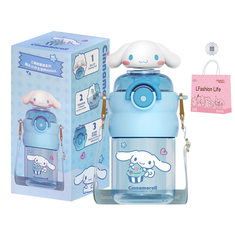 Коллекция Hello Kitty, коллекция My Melody, пластиковая бутылка для воды Tritan с соломинкой 600мл Sanrio, Cinnamoroll+Shopping Bag — фото 3