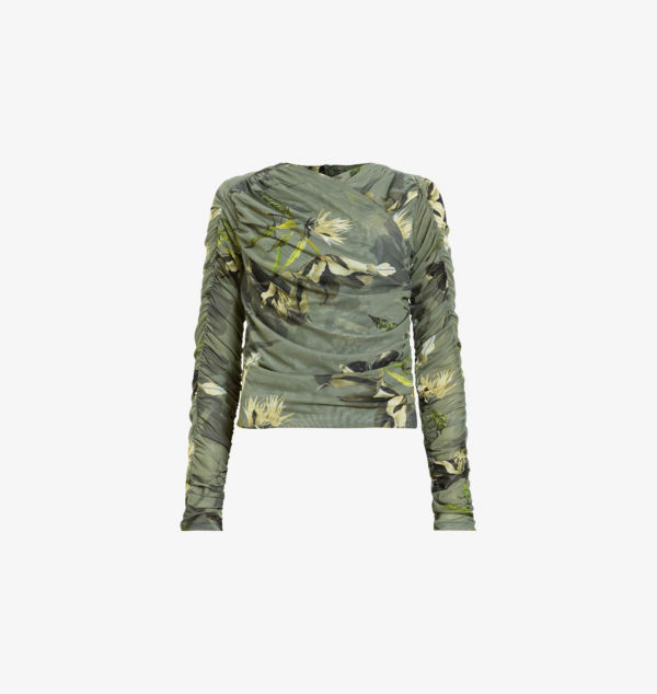 

Топ из эластичной сетки с цветочным принтом Hanako Allsaints, зеленый