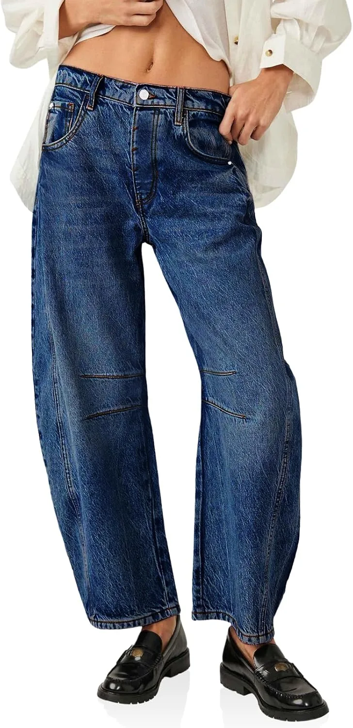 

Cicy Bell женские брюки джинсы baggy barrel boyfriend wide leg mid rise balloon