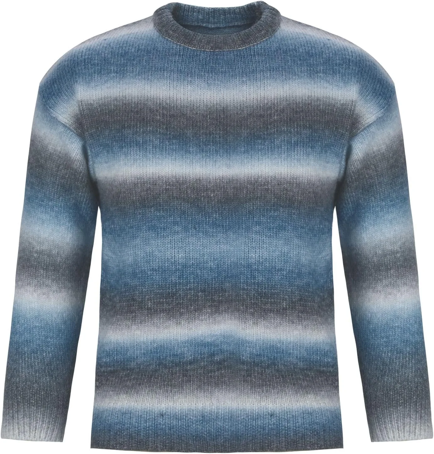 

Мужской полосатый свитер с круглым вырезом Slim Fit AQAYL