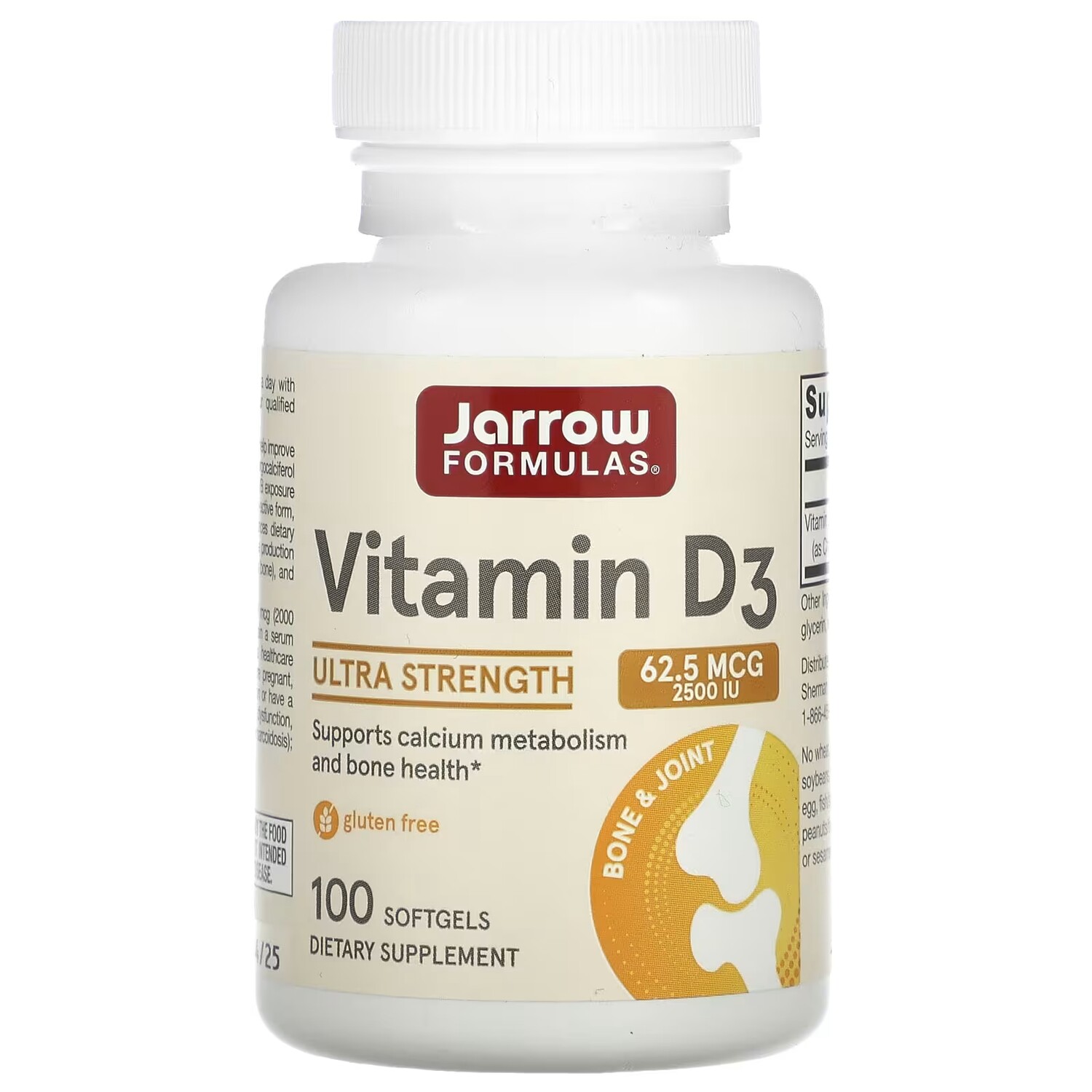 

Витамин D3 Jarrow Formulas Ultra Strength 62,5 мкг, 100 мягких таблеток