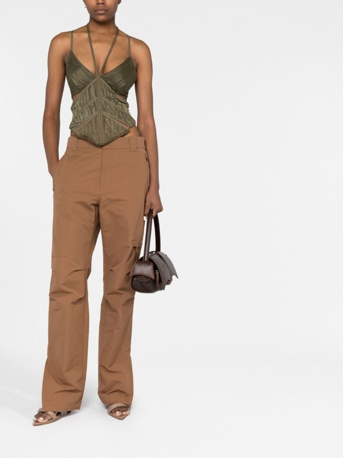 

Dion Lee топ с вырезом халтер и жаккардовым узором, зеленый
