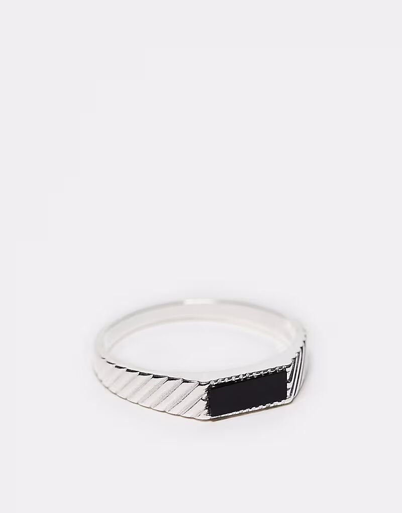 

Кольцо-печатка из стерлингового серебра черного цвета Asos Design