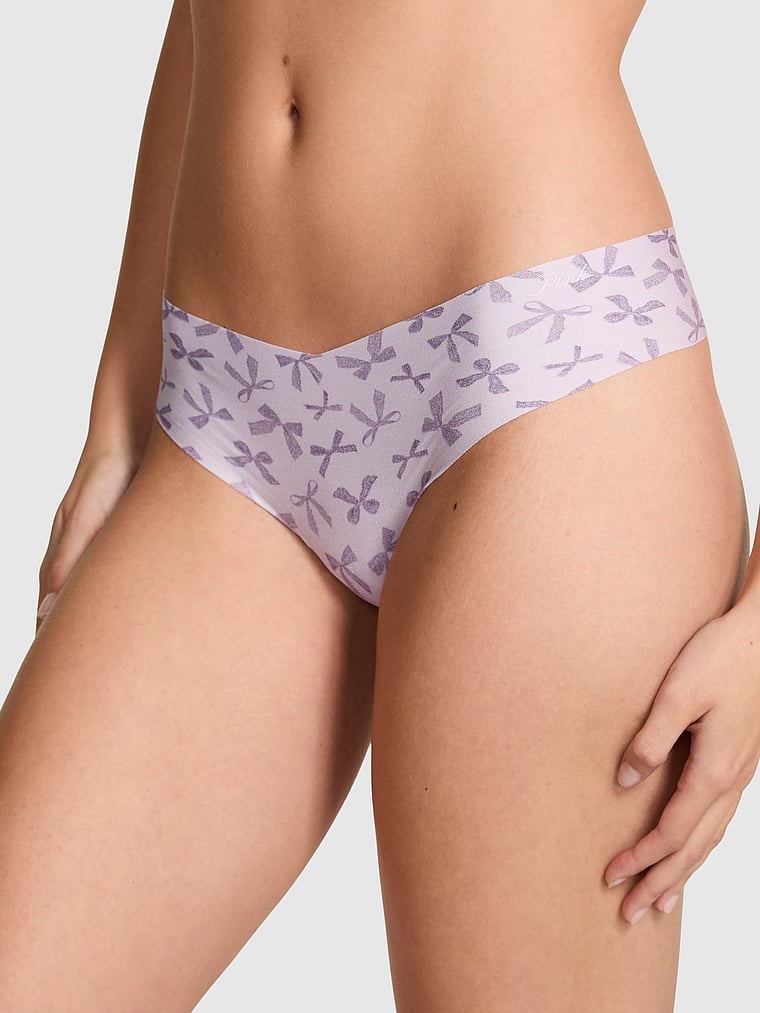 

Трусики-Стринги No-Show Pink, smooth purple whisper lace bow print