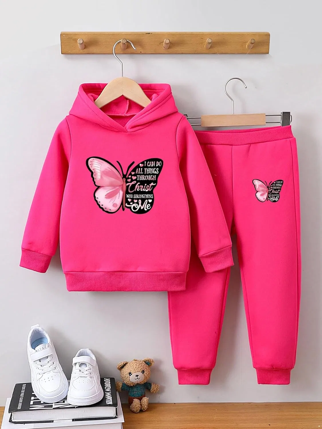 Детский спортивный костюм с принтом бабочки JEATHA, Hot Pink — фото 4