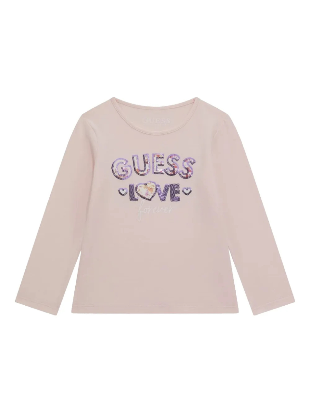 

Футболка из хлопка с логотипом и пайетками guess kids, розовый