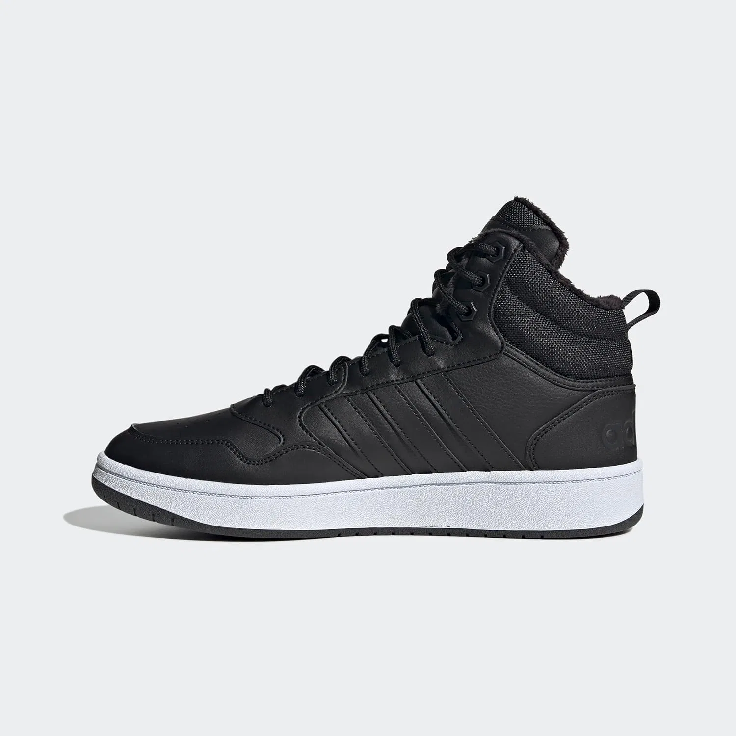 Мужские баскетбольные кроссовки Adidas Hoops 3.0 Mid Lifestyle с меховой подкладкой, зимние, Core Black Core Black Ftwr White — фото 2