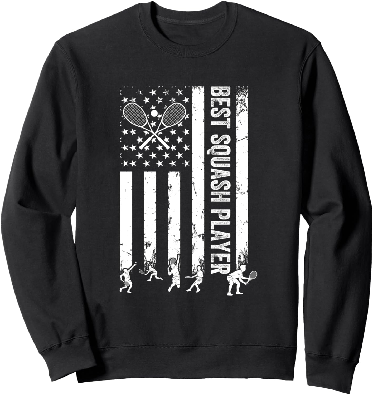 

Лучший игрок в сквош. Американский флаг. Спортивная толстовка для сквоша Squash Designs, черный