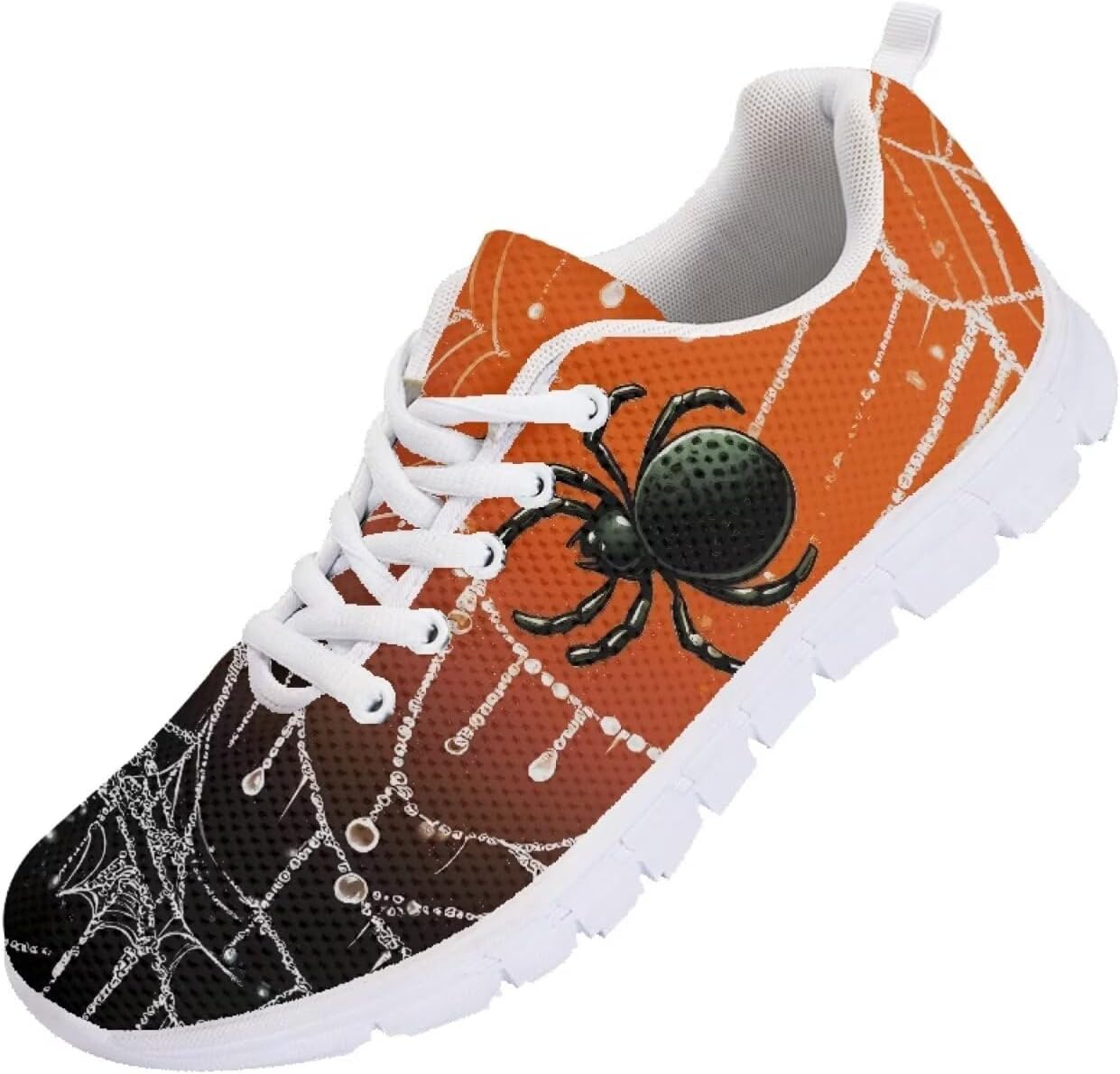 

Кроссовки Forchrinse для женщин и мужчин, повседневные с шнуровкой, нескользящие, для бега, спорта и тренажерного зала, Halloween Spider Web