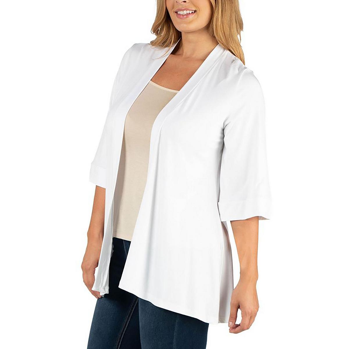 

Плюс Женский Кардиган с Рукавом 3/4, Блейзер с Открытым Передом 24seven Comfort Apparel, белый