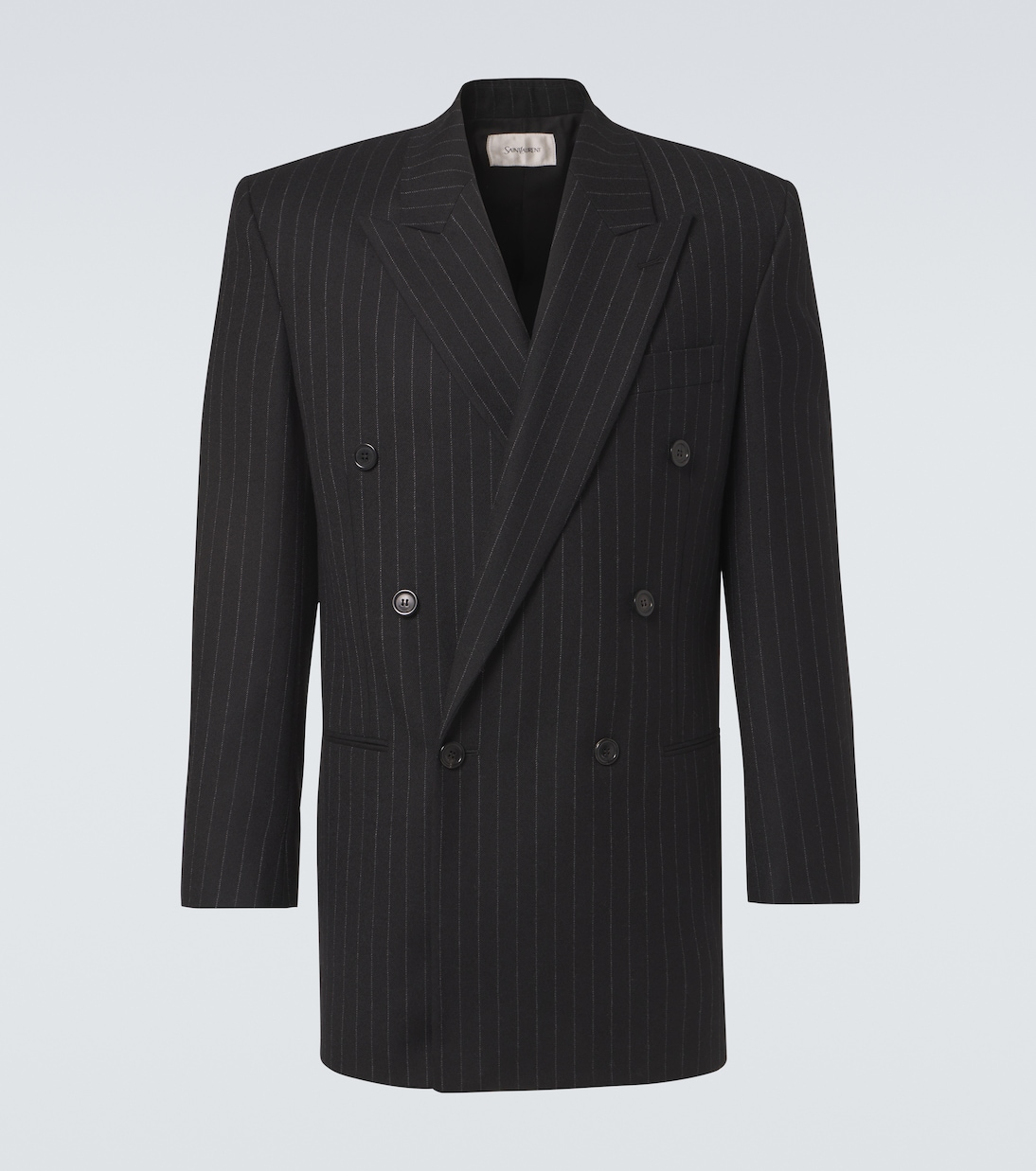 

Пиджак из шерстяной габардиновой ткани в тонкую полоску Saint Laurent, Noir Gris