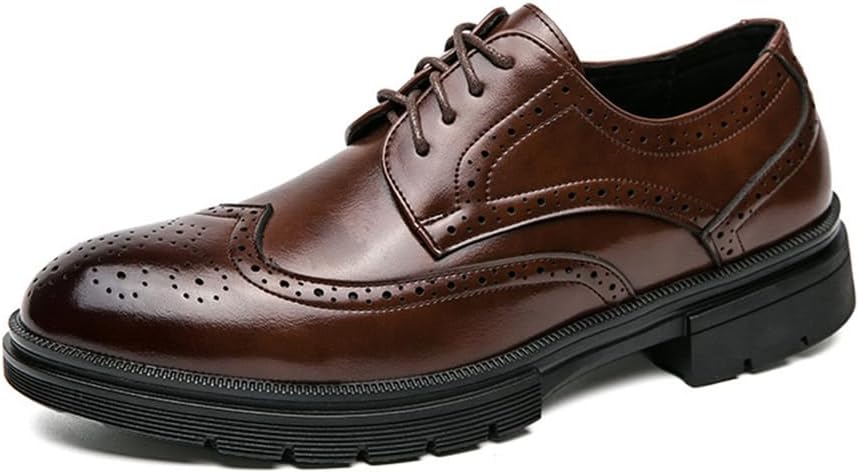 

Мужские классические туфли на шнуровке с брогированием с крыльями, удобные офисные и свадебные туфли Kyoescai, коричневый